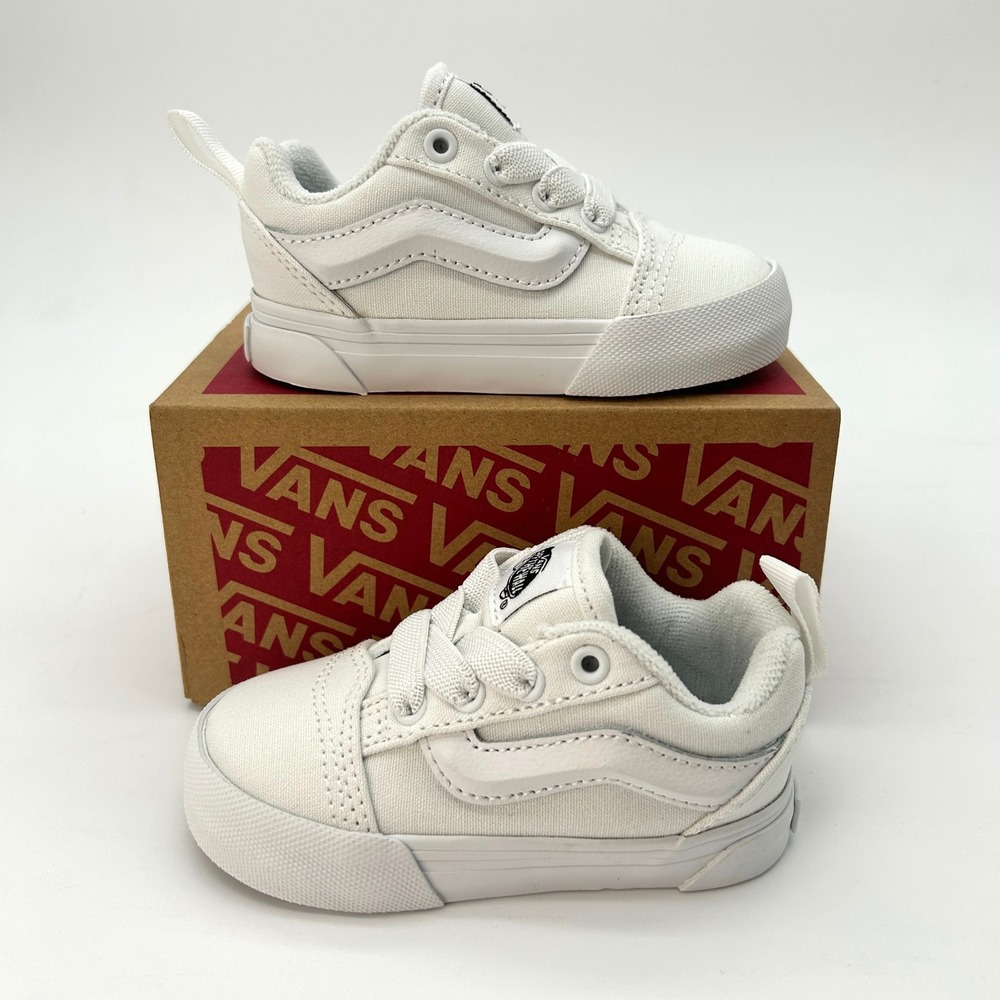 Vans Knu Skool Elastic Lace Toddler Size 5 Sneakers White Canvas NEW VN000EFBW00